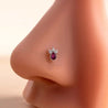 Piercing Nez Zircon Rose & Strass – Acier Inoxydable Argenté, Tige en L + Écrin Offert "Orphée argenté" - Mara Bijoux