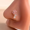 Piercing Nez Fleur Dorée – Zircons Roses & Écrin Offert "Camélia Doré" - Mara Bijoux