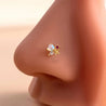 Piercing Nez Papillon & Fleur – Zircon Blanc et Violet Foncé – Tige en L + Écrin Offert "Miki Doré" - Mara Bijoux