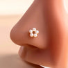 Piercing Nez Rond Doré – Petites Perles Blanches – Acier Inoxydable, Tige en L + Écrin Offert "Nessy Doré" - Mara Bijoux