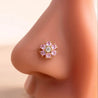 Piercing Nez Fleur Dorée – Zircons Roses et Blanc – Acier Inoxydable, Tige en L + Écrin Offert "Tessa Doré" - Mara Bijoux