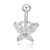 Piercing Nombril Papillon Argenté – Zircons Sertis – Acier Inoxydable + Écrin Offert "Tentation Argenté" - Mara Bijoux