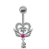 Piercing Nombril Cœur & Ailes – Féminin & Raffiné "Ange Argenté" - Mara Bijoux